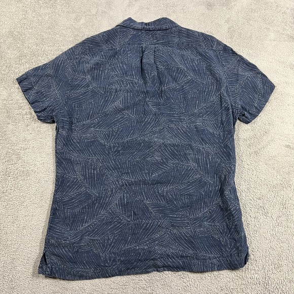 Todd Snyder Shirt Mens Medium Linen Camp Loop Collar Short Sleeve Button Up Blue - Picture 10 of 12